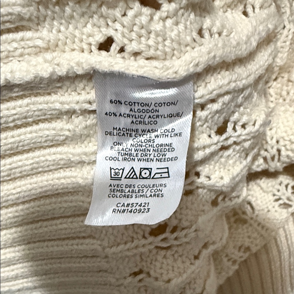 LOFT Women’s Cream Open Stitch Pointelle Knit Sweater~ Size Small - Picture 6 of 7